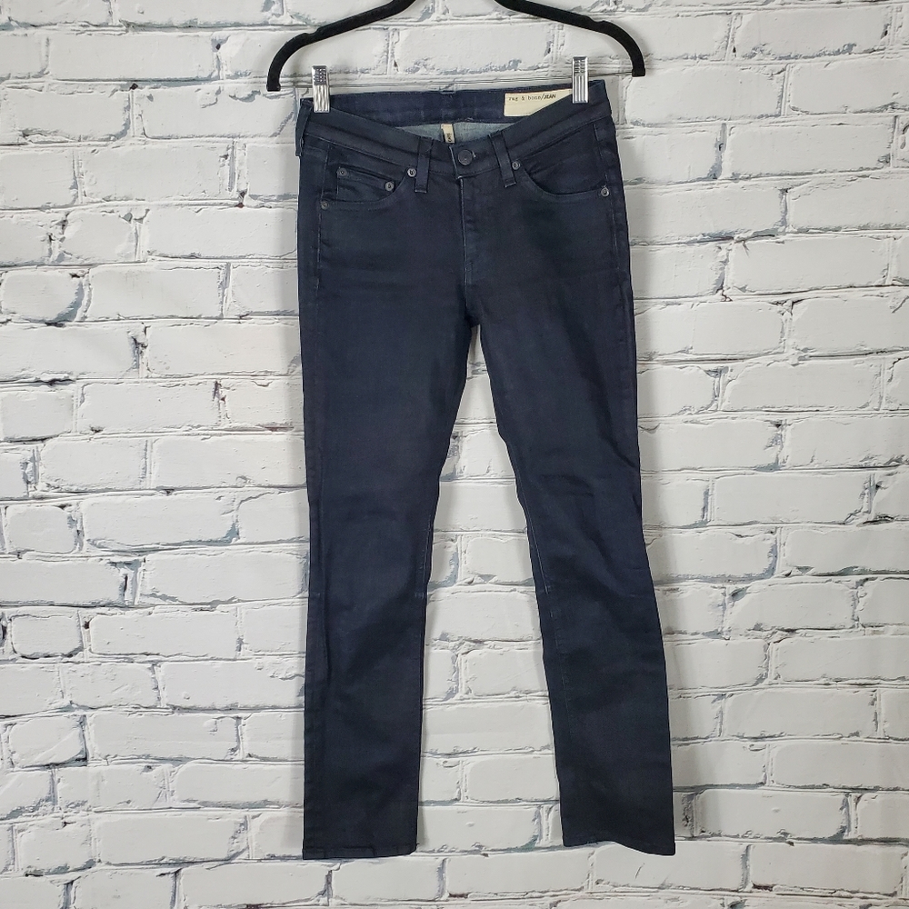 Rag & Bone Capri Skinny Jean in Coated Black